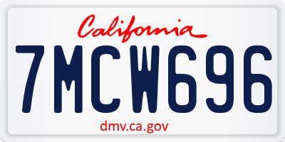 CA license plate 7MCW696