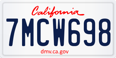 CA license plate 7MCW698