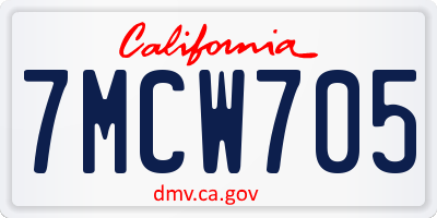 CA license plate 7MCW705