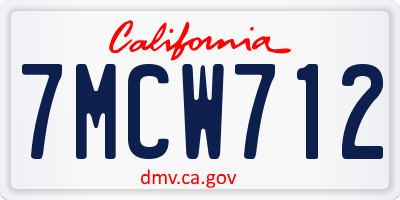 CA license plate 7MCW712