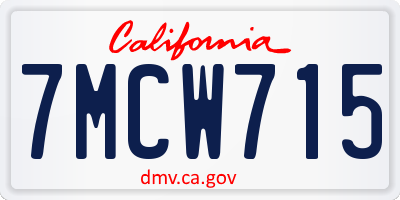 CA license plate 7MCW715