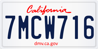 CA license plate 7MCW716
