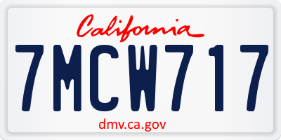 CA license plate 7MCW717
