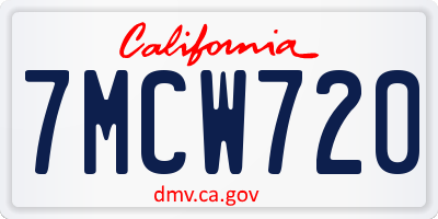 CA license plate 7MCW720