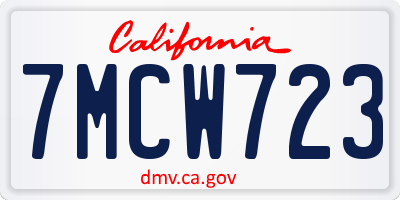 CA license plate 7MCW723