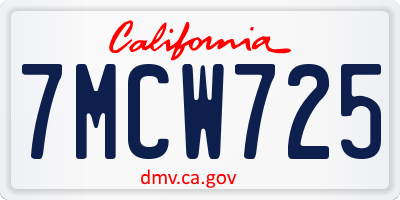 CA license plate 7MCW725