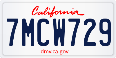 CA license plate 7MCW729