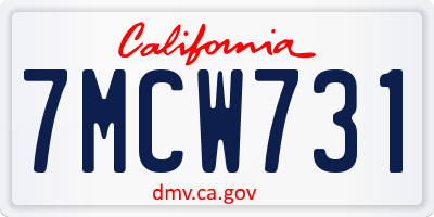 CA license plate 7MCW731