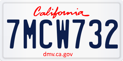 CA license plate 7MCW732