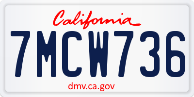 CA license plate 7MCW736