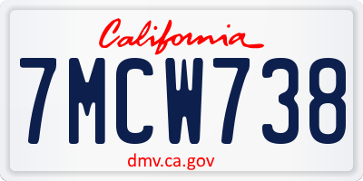CA license plate 7MCW738