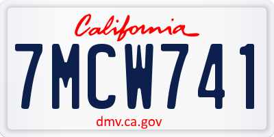 CA license plate 7MCW741