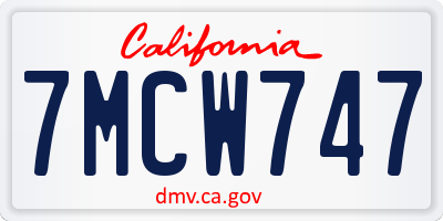 CA license plate 7MCW747