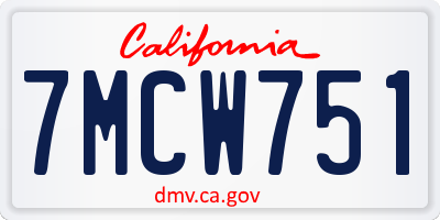 CA license plate 7MCW751