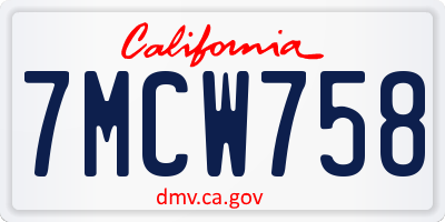 CA license plate 7MCW758