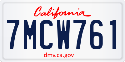 CA license plate 7MCW761