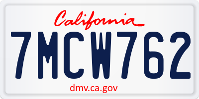 CA license plate 7MCW762