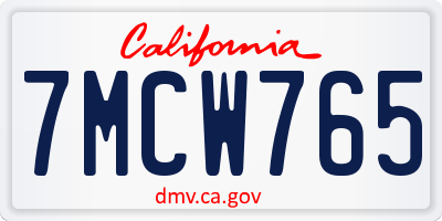 CA license plate 7MCW765