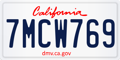 CA license plate 7MCW769