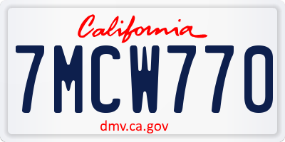 CA license plate 7MCW770