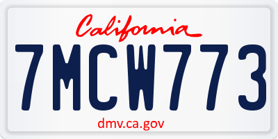 CA license plate 7MCW773