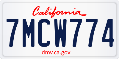 CA license plate 7MCW774