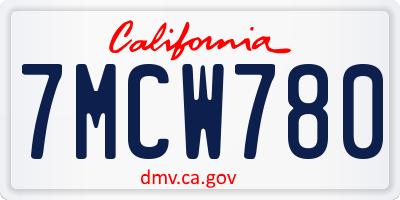 CA license plate 7MCW780