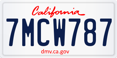 CA license plate 7MCW787