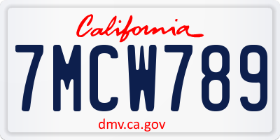 CA license plate 7MCW789