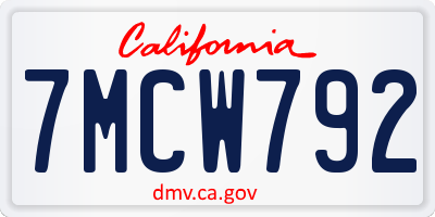 CA license plate 7MCW792
