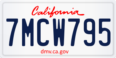 CA license plate 7MCW795