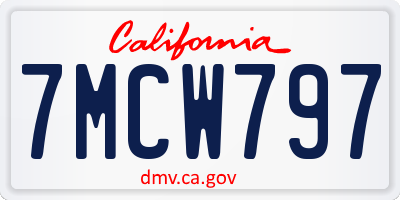 CA license plate 7MCW797