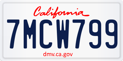 CA license plate 7MCW799