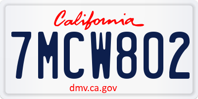 CA license plate 7MCW802