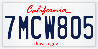 CA license plate 7MCW805