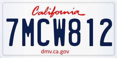 CA license plate 7MCW812