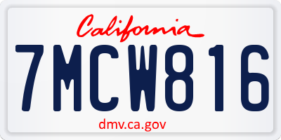 CA license plate 7MCW816