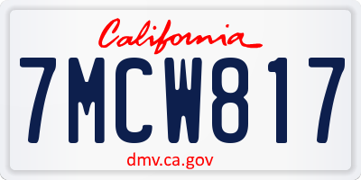 CA license plate 7MCW817