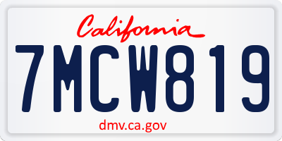 CA license plate 7MCW819