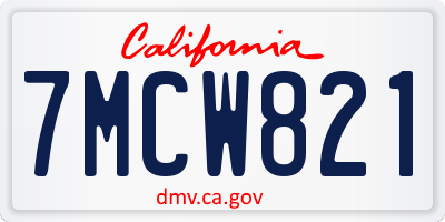 CA license plate 7MCW821