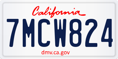 CA license plate 7MCW824