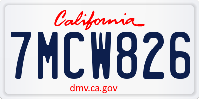 CA license plate 7MCW826