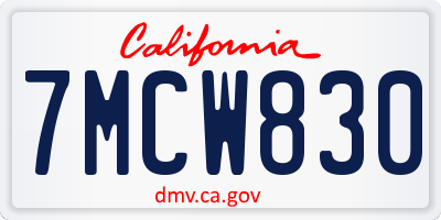 CA license plate 7MCW830