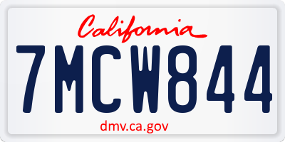 CA license plate 7MCW844
