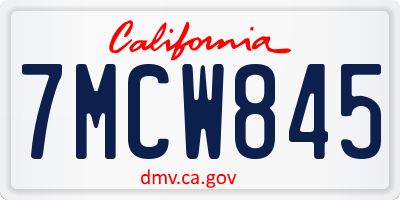 CA license plate 7MCW845