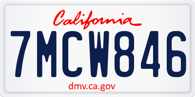 CA license plate 7MCW846