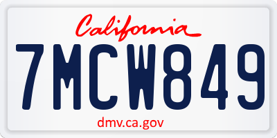 CA license plate 7MCW849