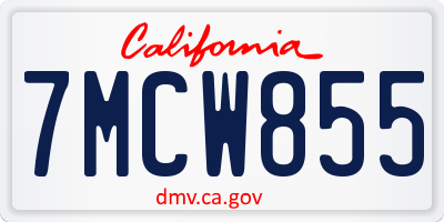 CA license plate 7MCW855