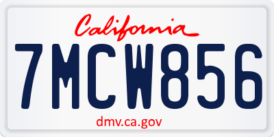 CA license plate 7MCW856