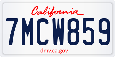 CA license plate 7MCW859